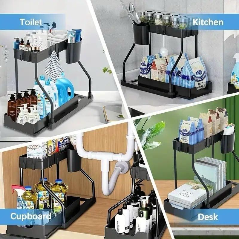 2 Tier L Shape Sliding Under Sink Organizer zggyny-x7