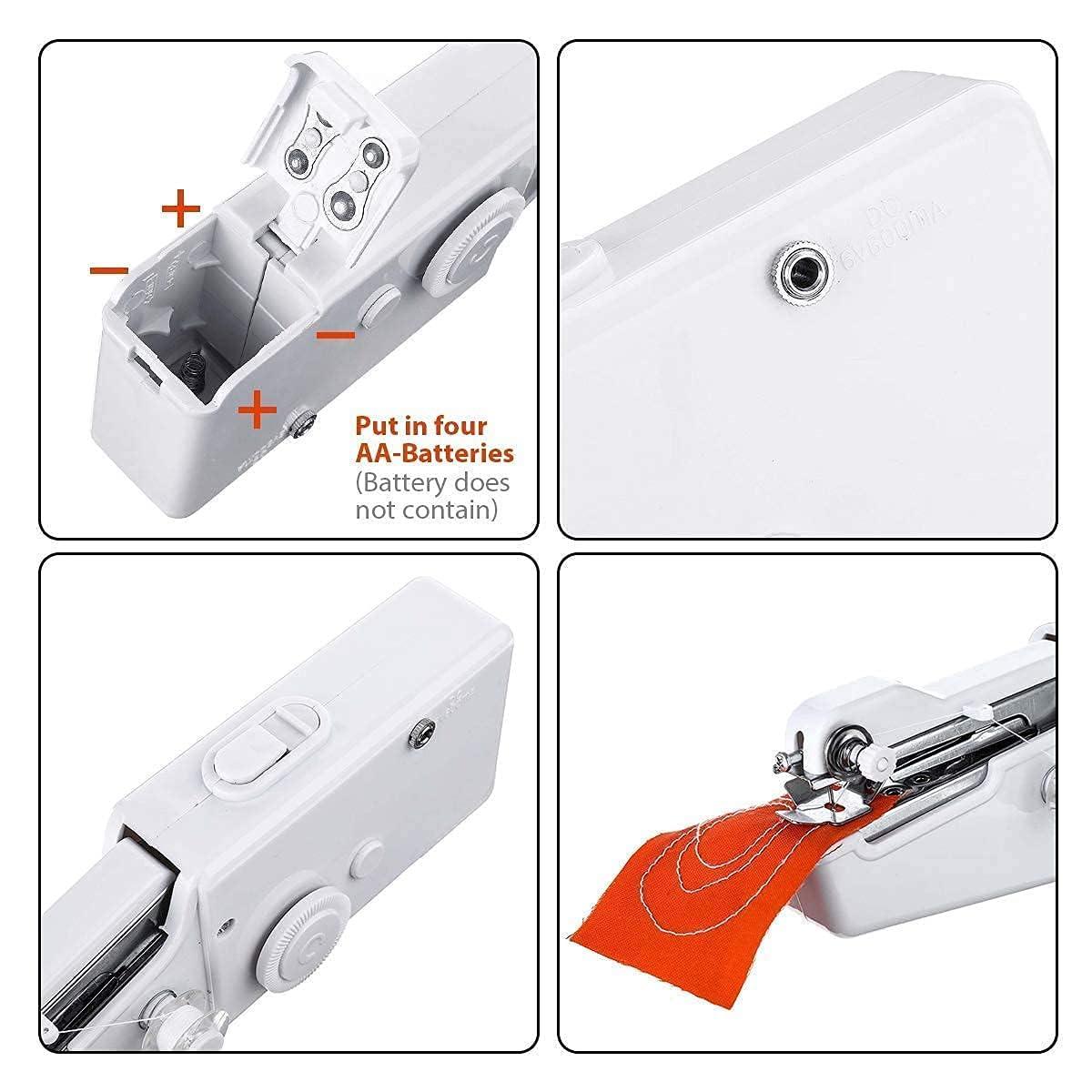 Handy Stitch Sewing Machines for Home Tailoring use, AC/DC Electric Mini Portable Cordless Stitching Machine Handheld Manual Machine (White, Stapler) zggyny-x7